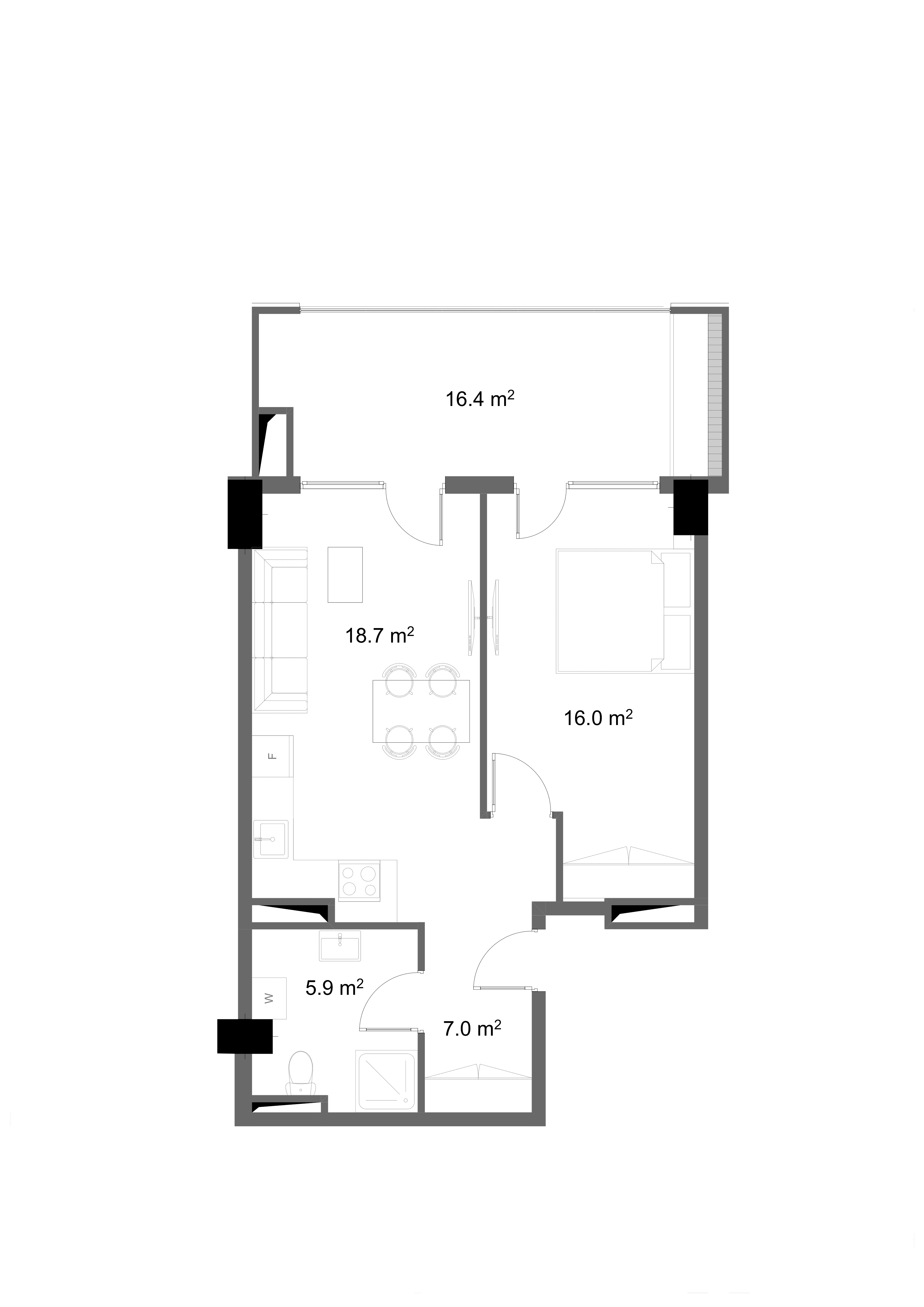 1 Bedroom floor plan