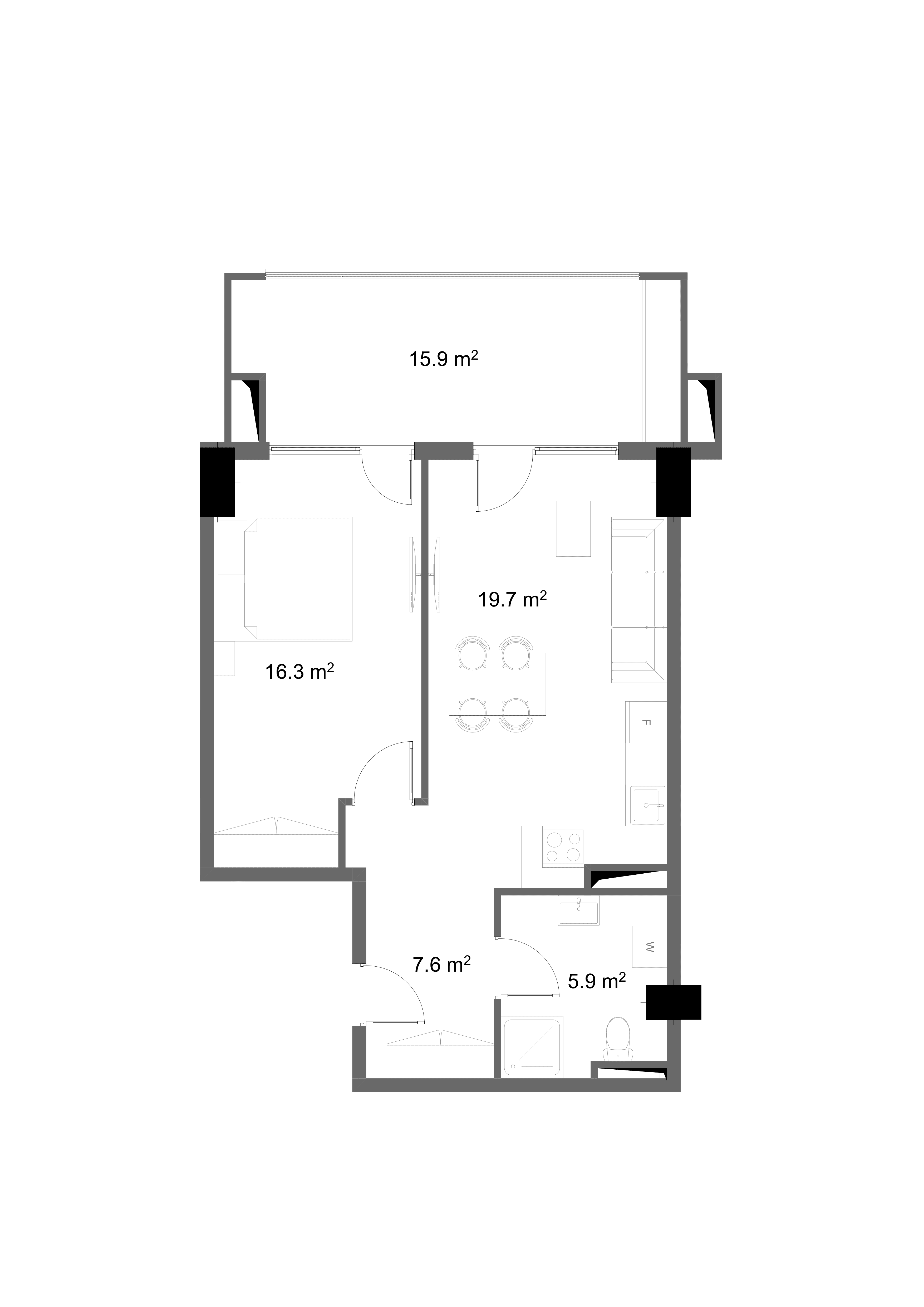 1 Спальня 1002