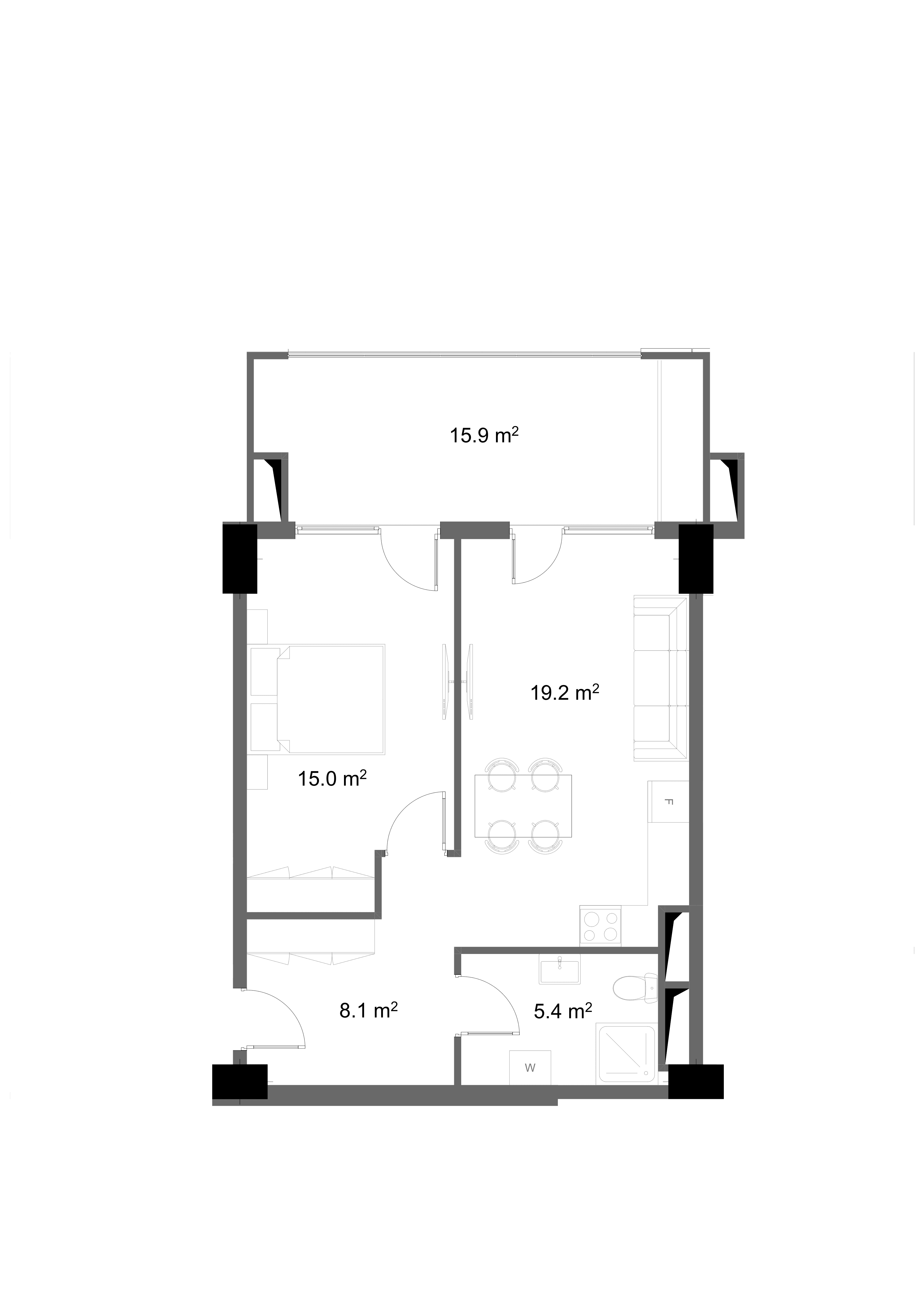 1 Спальня 1004