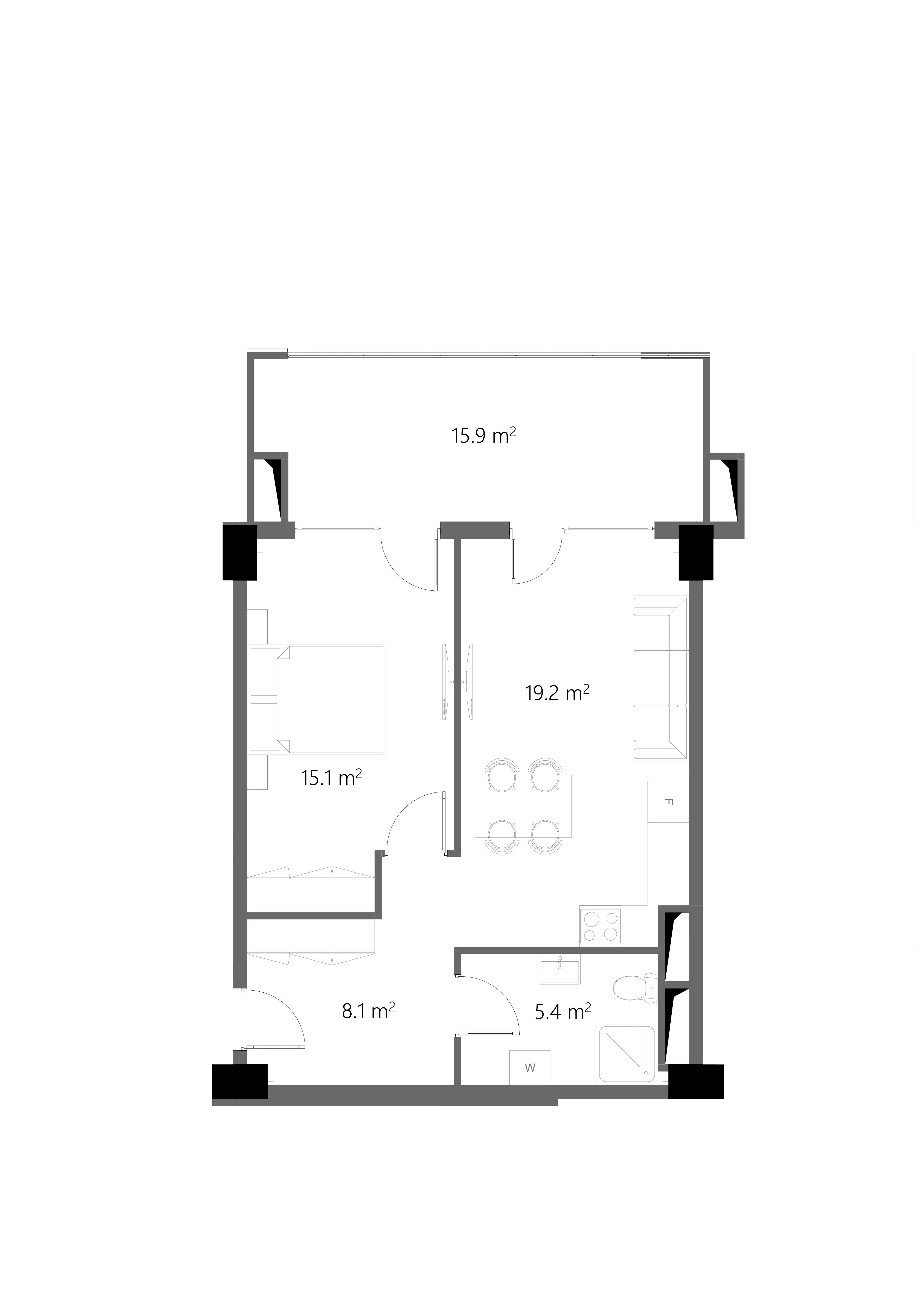 1 Спальня 1104