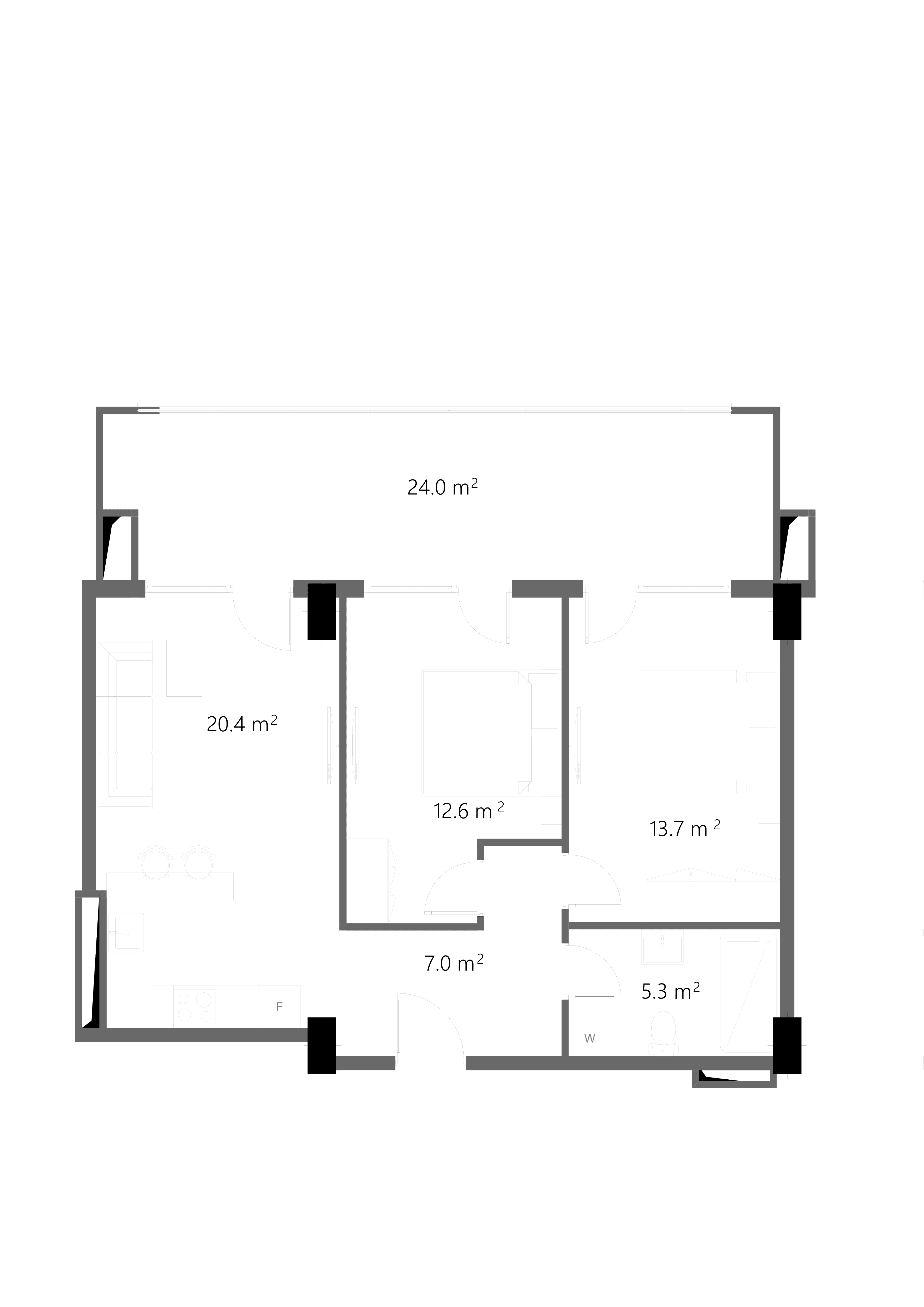 2 Спальни 2108