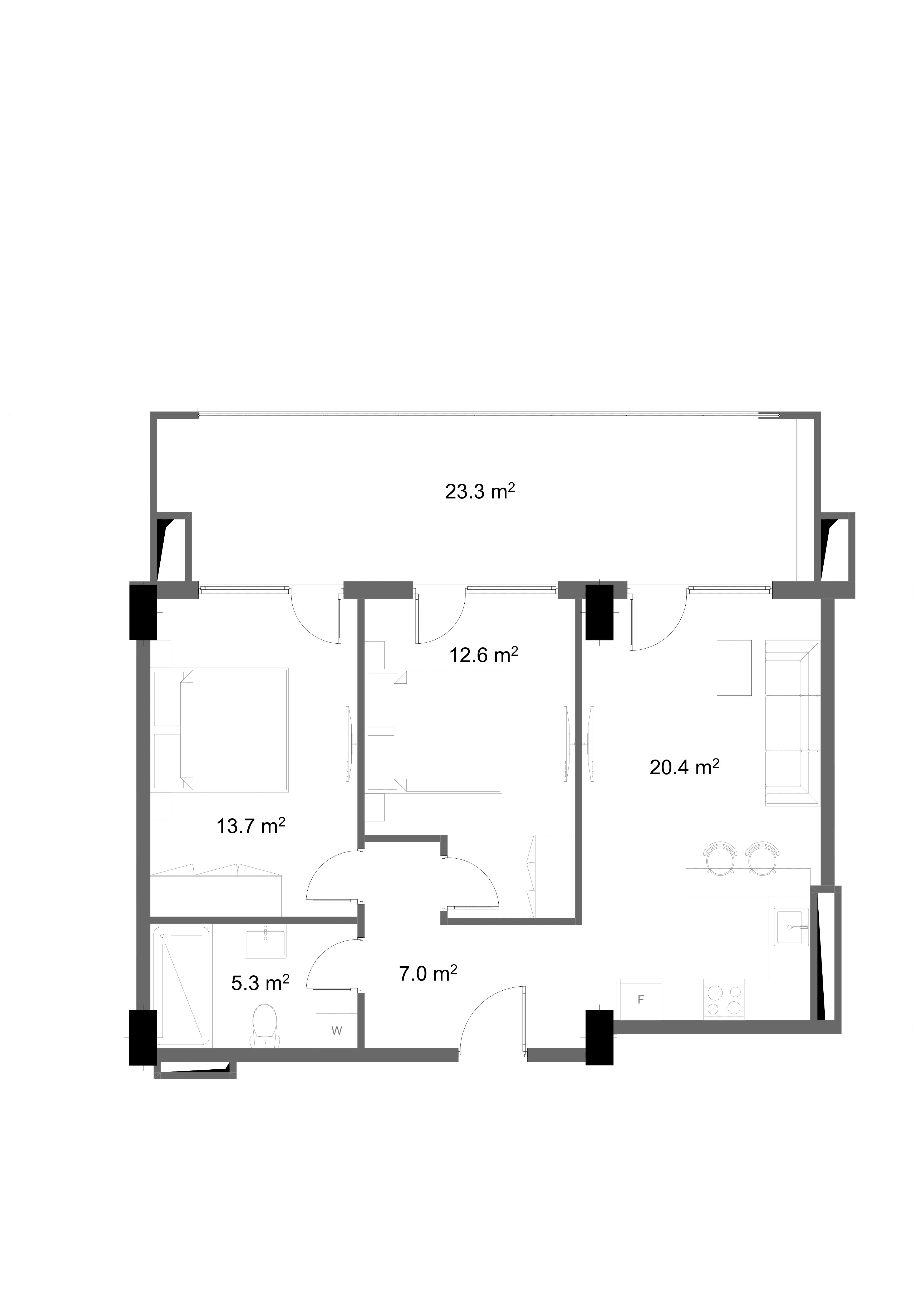 2 Спальни 2113