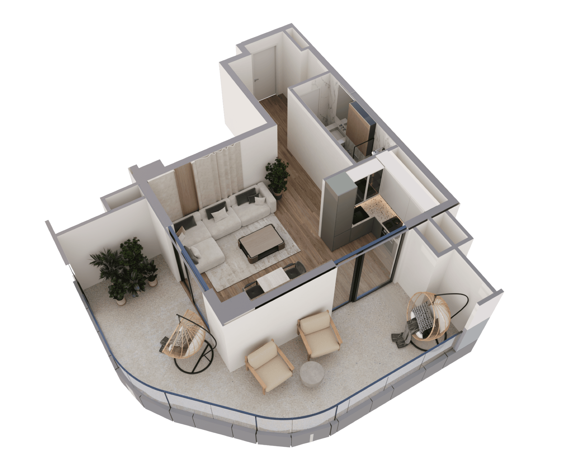 Studio Corner 3D render