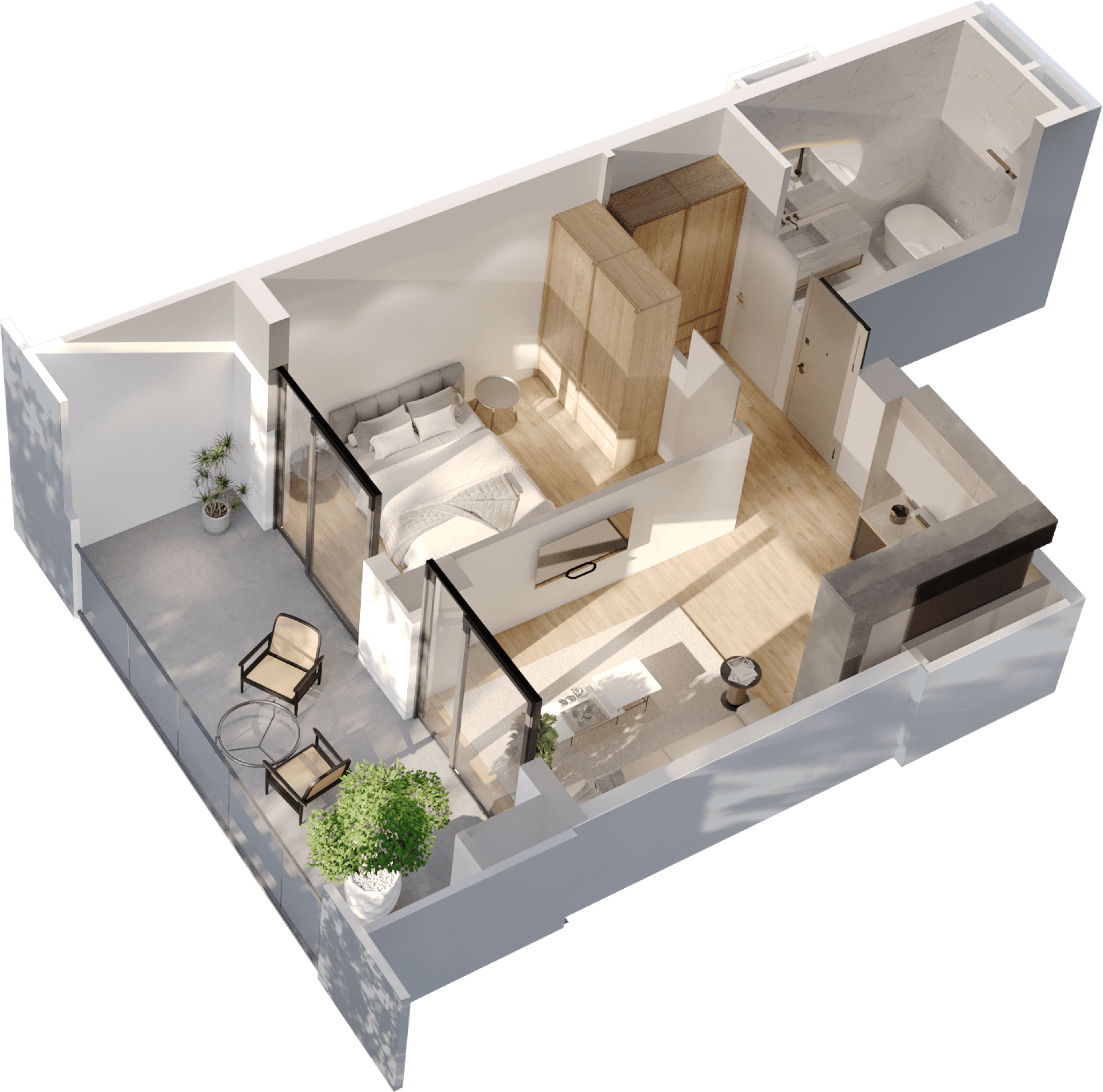 1 Спальня apartment 2112 — 3D render